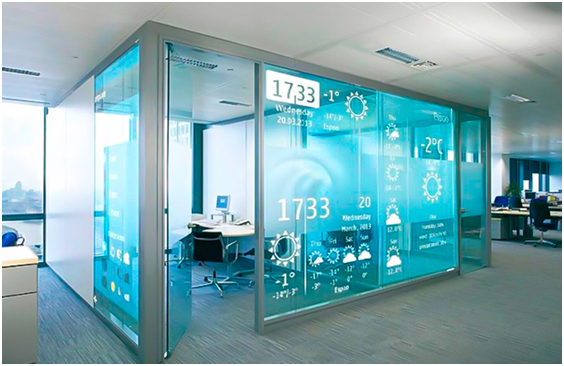 Visor de LED transparente